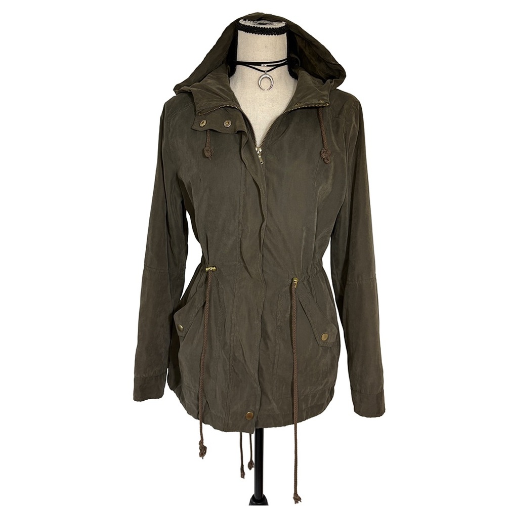 Charlotte Russe Olive Green Utility Anorak Jacket with Hood | Size Small